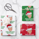 Trump with Santa Hat - Make Christmas Great Again Wrapping Paper Sheet<br><div class="desc">A funny design supporting President Trump. Make Christmas great again with a photo of Donald Trump with a Santa Hat.</div>