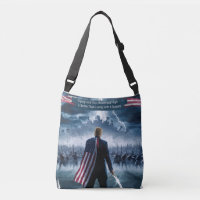 Trump with the American flag on his back , standin