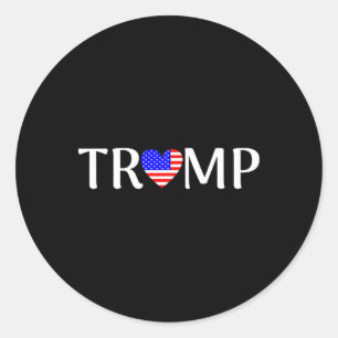Trump With United States Flag Heart Classic Round Sticker
