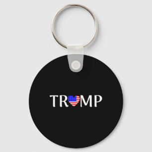 Trump With United States Flag Heart Key Ring