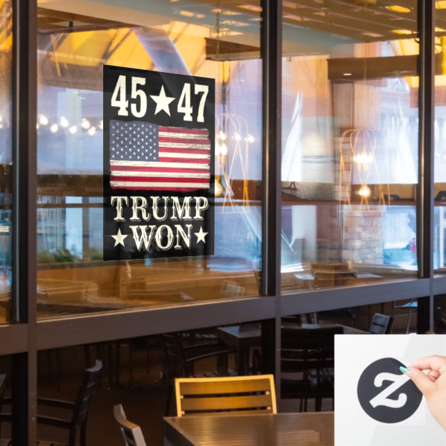 Trump Won 2024 45 47Th President Usa Flag (Restaurant Window)