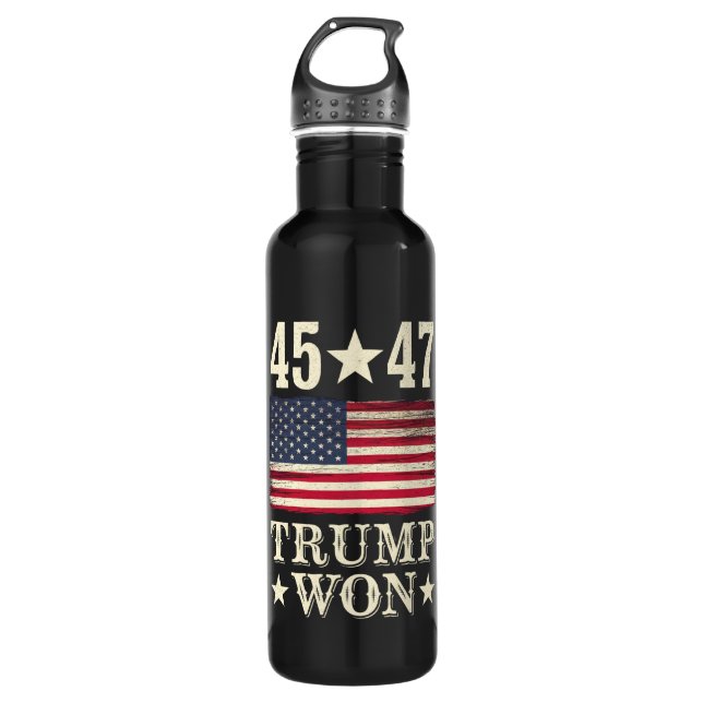 Trump Won 2024 45 47Th President Usa Flag 710 Ml Water Bottle (Front)