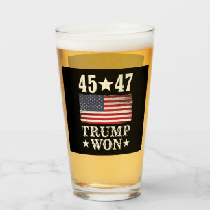 Trump Won 2024 45 47Th President Usa Flag Glass