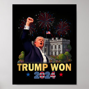 Trump Won 2024 President 47th Of White House Donal Poster