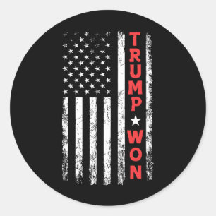 Trump Won 2025 Election Usa Flag  Classic Round Sticker
