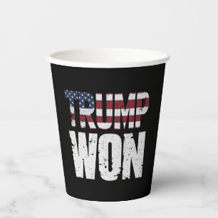Trump Won 47th US President Won Election 2024 Paper Cups