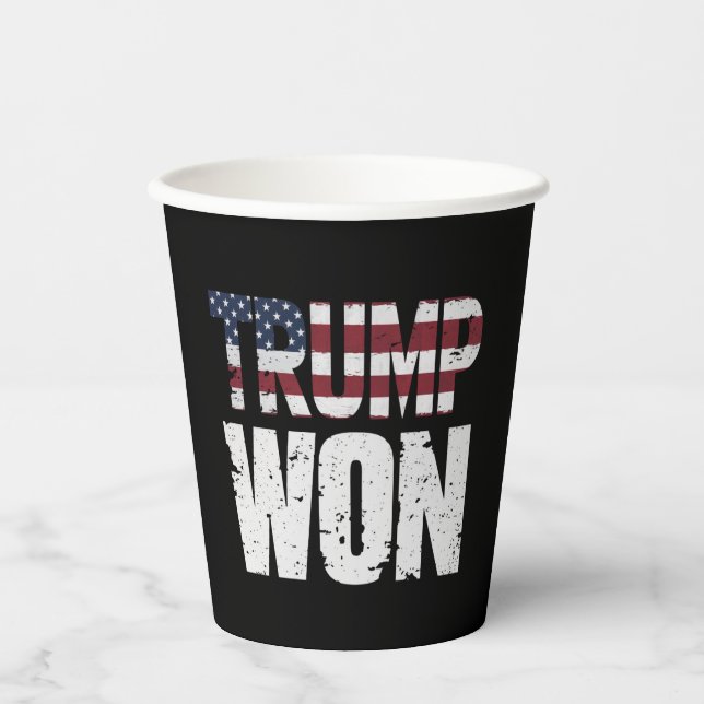 Trump Won 47th US President Won Election 2024 Paper Cups (Front)