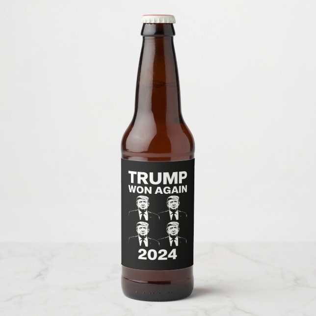 Trump Won Again 2024 Election Inauguration Day 47  Beer Bottle Label (Front)