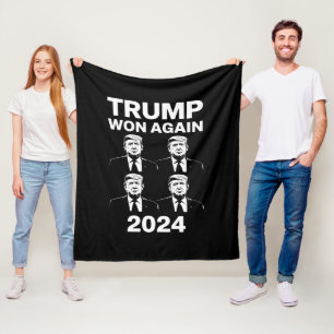 Trump Won Again 2024 Election Inauguration Day 47  Fleece Blanket