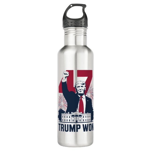 Trump Won Again 2024 Election President 47 th  710 Ml Water Bottle (Front)