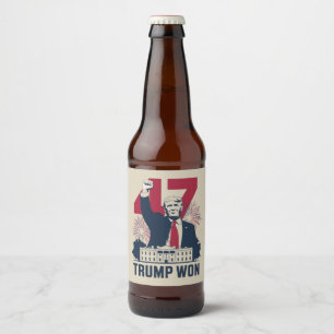 Trump Won Again 2024 Election President 47 th Beer Bottle Label