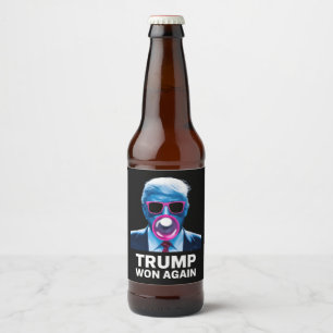 Trump Won Again 2024 Election Vote President 47th Beer Bottle Label