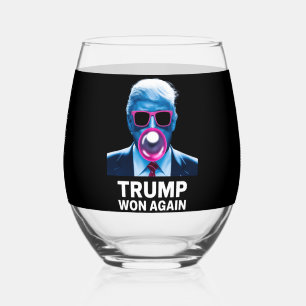 Trump Won Again 2024 Election Vote President 47th Stemless Wine Glass