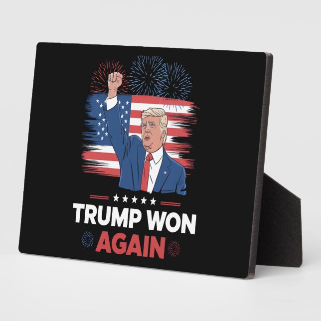 Trump Won Again President 47 USA Vintage Plaque (Side)