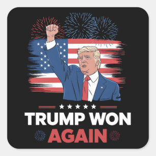 Trump Won Again President 47 USA Vintage Square Sticker