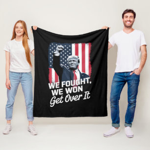 Trump Won Get Over it Trump Victory 47th President Fleece Blanket