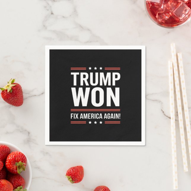 Trump Won MAGA Trump Winner 2024 Fix America Again Napkin (Insitu)