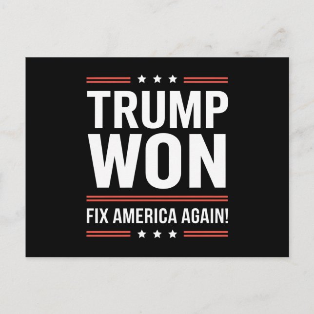 Trump Won MAGA Trump Winner 2024 Fix America Again Postcard (Front)
