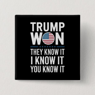 Trump Won They Know It 2024 47th President Winning 15 Cm Square Badge