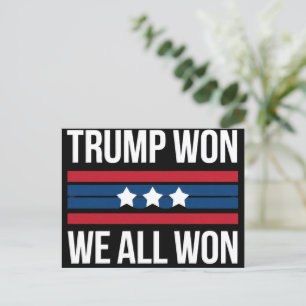 Trump Won We All Won 2024 USA Flag Trump Won Postcard