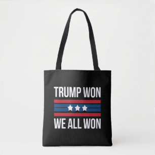 Trump Won We All Won 2024 USA Flag Trump Won Tote Bag
