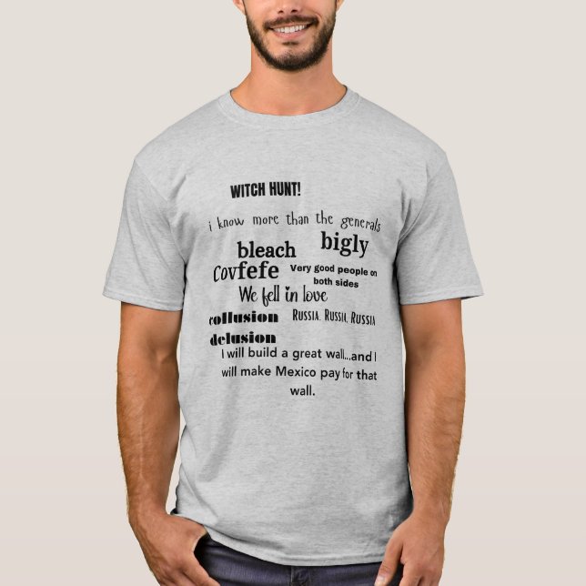Trump Word Cloud Typography T-Shirt (Front)
