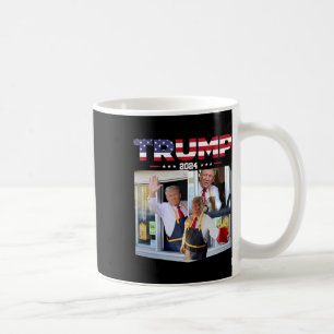 Trump Works The Drive-thru Fast Food Worker French Coffee Mug
