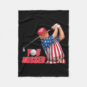Trump You Missed Funny Golf Red Hat Fleece Blanket
