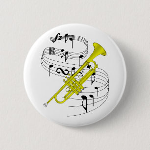 Trumpet 6 Cm Round Badge