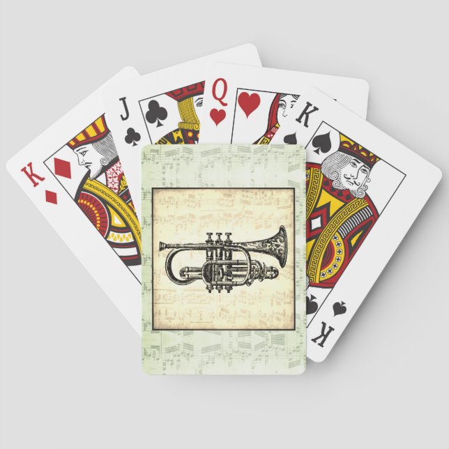 Trumpet And Music Notes Playing Cards (Back)