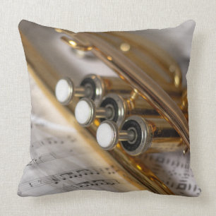 Trumpet and Sheet Music Brass Instrument Cushion