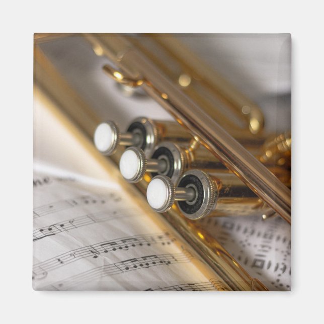 Trumpet and Sheet Music Brass Instrument Magnet (Front)
