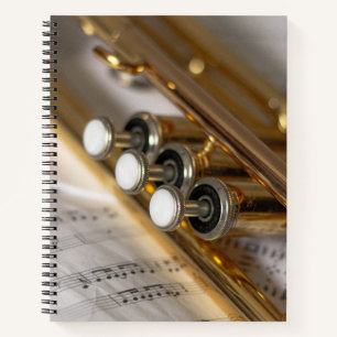 Trumpet and Sheet Music Brass Instrument Notebook
