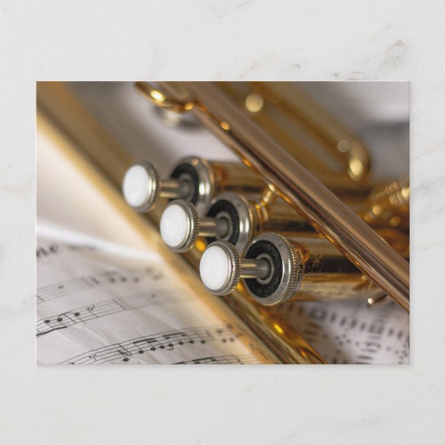 Trumpet and Sheet Music Brass Instrument Postcard (Front)