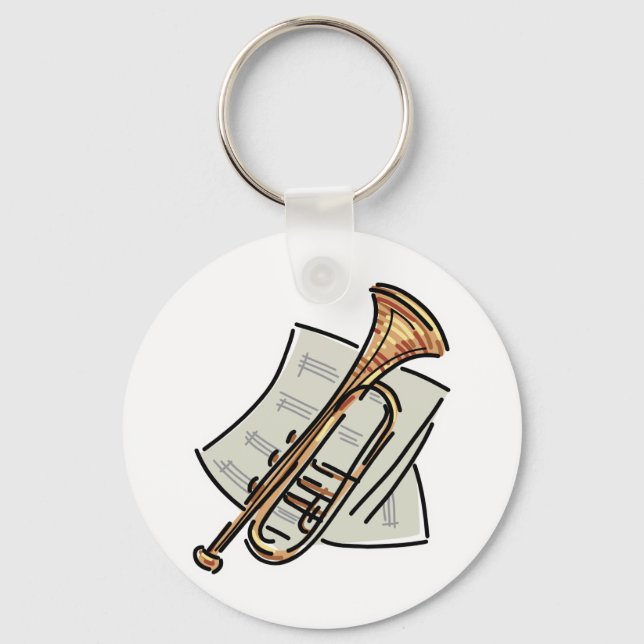 trumpet and sheet music key ring (Front)