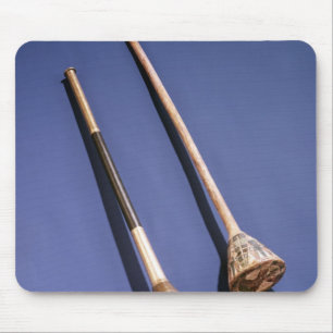 Trumpet and wooden stopper mouse pad
