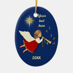 Trumpet Angel Ceramic Ornament