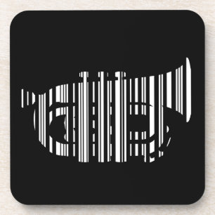 TRUMPET BAR CODE Music Barcode Pattern Design Coaster