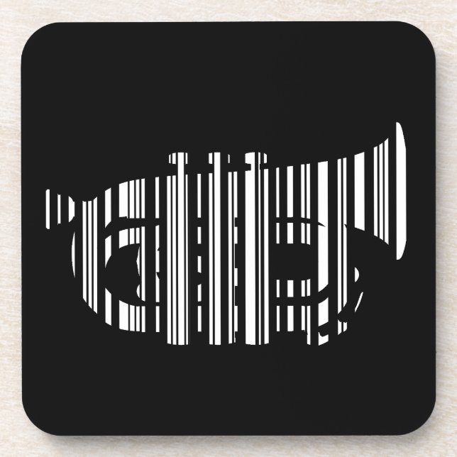 TRUMPET BAR CODE Music Barcode Pattern Design Coaster (Front)