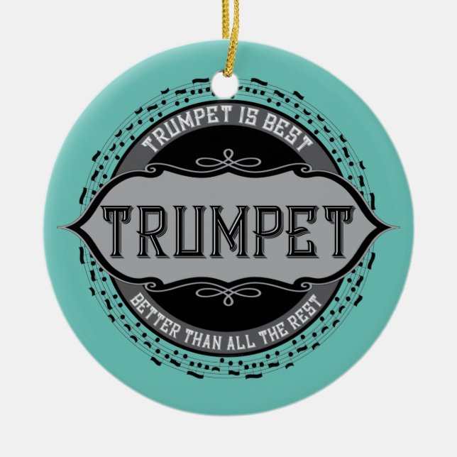 Trumpet Best Music Note Circle Ceramic Ornament (Front)