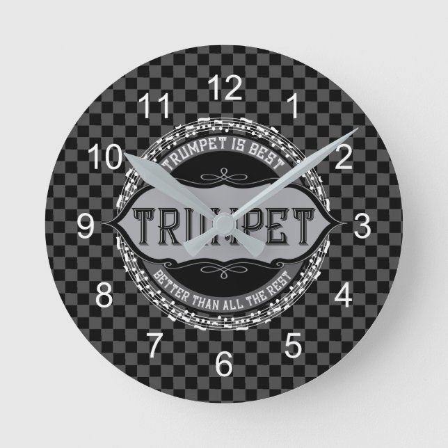 Trumpet Best Music Note Circle Round Clock (Front)