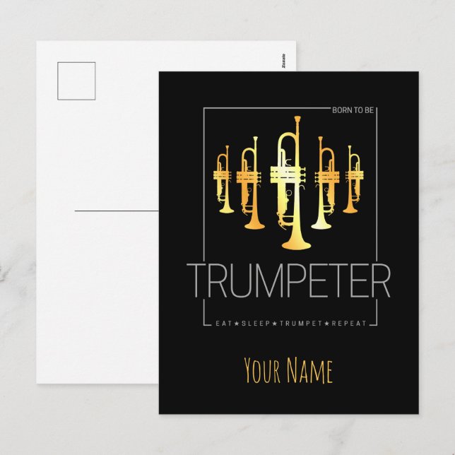 Trumpet Born To Be Trumpeter for Musicians Holiday Postcard (Front/Back)
