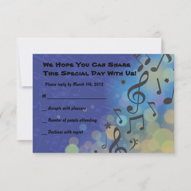 Trumpet Boy Bat Bar Mitzvah Invitation Reply Card (Front)