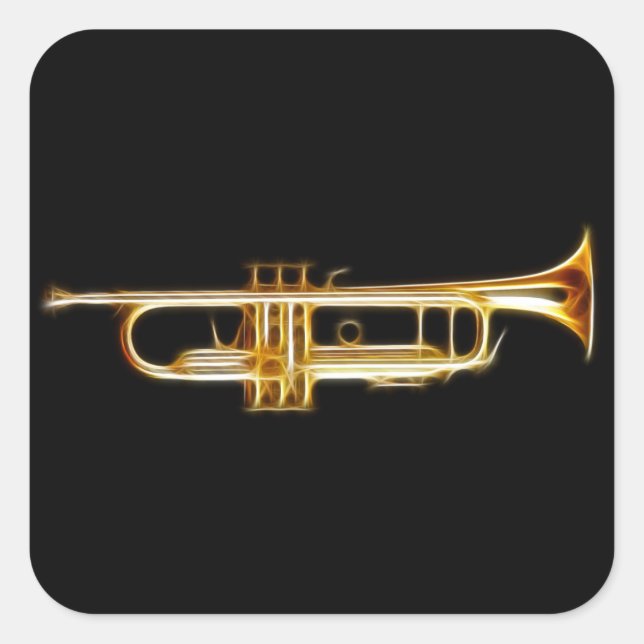 Trumpet Brass Horn Wind Musical Instrument Square Sticker (Front)