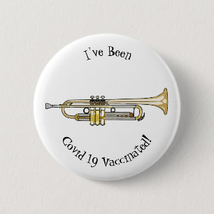 Trumpet cartoon illustration 6 cm round badge