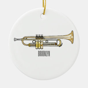 Trumpet cartoon illustration  ceramic ornament