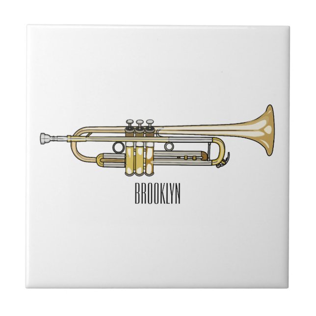 Trumpet cartoon illustration  ceramic tile (Front)