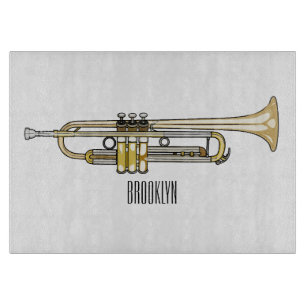 Trumpet cartoon illustration  cutting board