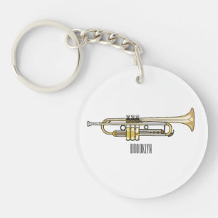Trumpet cartoon illustration key ring