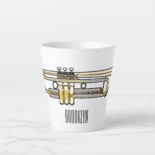 Trumpet cartoon illustration latte mug